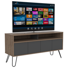 Mueble Multiusos Lara, Miel y Plata Oscuro, para Televisor de 55 Pulgadas