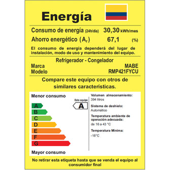 Nevera No Frost de 421 Litros Color Inoxidable