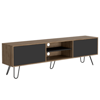 Mueble Multiusos Lara, Miel y Plata Oscuro, Para Televisor de 70 Pulgadas