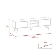 Mesa Para Tv Lara, Miel y Plata Oscuro, Para Televisor de 70 Pulgadas