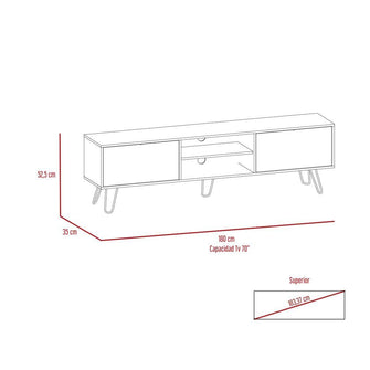 Mesa Para Tv Lara, Miel y Plata Oscuro, Para Televisor de 70 Pulgadas