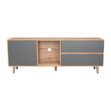 Mesa Para Tv Nashira, Fresno Europeo y Plata Oscuro, Con Espacio Para Televisor de Hasta 65 Pulgadas