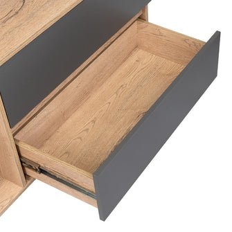 Mesa Para Tv Nashira, Macadamia y Plata Oscuro, con Espacio Para Televisor de Hasta 65 Pulgadas