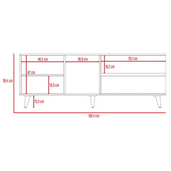 Mesa Para Tv Nashira, Macadamia y Plata Oscuro, con Espacio Para Televisor de Hasta 65 Pulgadas