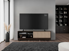 Mesa para TV Smith, Nogal Europeo y Roble Natural , con puerta corrediza