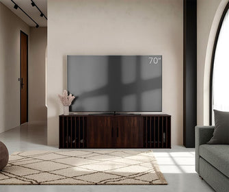 Mesa Para Tv Marron, Nogal Europeo y Wengue, para tv de hasta 70 pulgadas ZF
