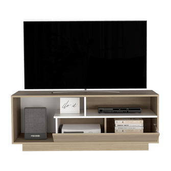 Mesa Para Tv Orisha, Beige y Blanco, Para Televisor de 55 Pulgadas