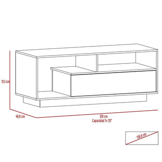 Mesa Para Tv Orisha, Beige y Blanco, Para Televisor de 55 Pulgadas