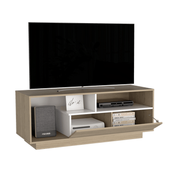 Mesa Para Tv Orisha, Beige y Blanco, Para Televisor de 55 Pulgadas