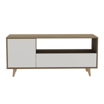 Mesa Para Tv Tarawa, Moca y Blanco, Para Televisor de 50 Pulgadas