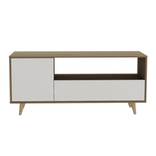 Mesa Para Tv Tarawa, Moca y Blanco, Para Televisor de 50 Pulgadas