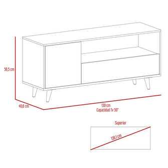 Mesa Para Tv Tarawa, Moca y Blanco, Para Televisor de 50 Pulgadas