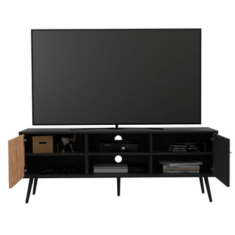 Mesa Para TV Mirabella, Wengue y Miel, Con dos puertas para tv 65"