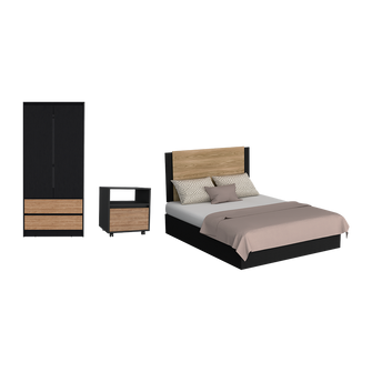 Combo Para Habitación Kariv, Incluye Cabecero - Mesa de Noche y Closet