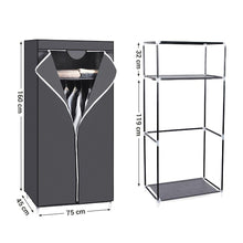 Closet Portátil Jeasken, Gris, Variedad de Entrepaños en Tela