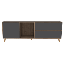 Mesa Para Tv Nashira, Miel y Plata Oscuro, con Espacio Para Televisor de Hasta 60 Pulgadas