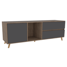 Mesa Para Tv Nashira, Miel y Plata Oscuro, con Espacio Para Televisor de Hasta 60 Pulgadas