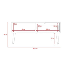 Mesa de Centro Raichel, Café Claro y Blanco, con Patas de Madera y Amplios Espacios Para Elementos Decorativos ZF