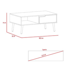 Mesa de Centro Raichel, Café Claro y Blanco, con Patas de Madera y Amplios Espacios Para Elementos Decorativos ZF