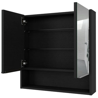 Gabinete de Baño Rawana, Wengue, Incluye Espejo y Entrepaños Para Guardar Objetos de Aseo   X2