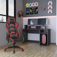 Combo Gamer , Wengue y Rojo, Incluye Escritorio y Silla Gamer