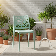 Silla Harlem, Azul Claro, con Espaldar en Forma de Árbol y Diseño Minimalista