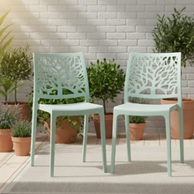 Silla Harlem, Azul Claro, con Espaldar en Forma de Árbol y Diseño Minimalista