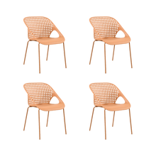 Silla Senit con Brazos, Color Naranja, Con espaldar y diseño Moderno X4