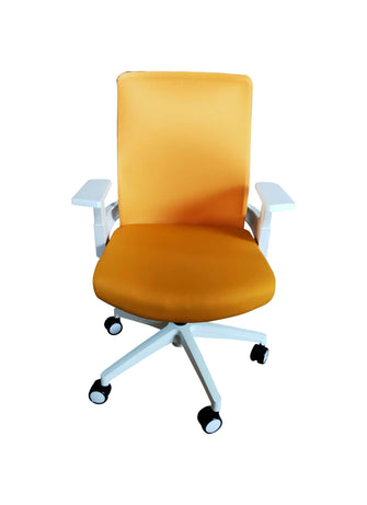 Silla de Escritorio Ejecutiva Atenas, Amarillo y Blanco, con Cómodo Espaldar y Rodachinas