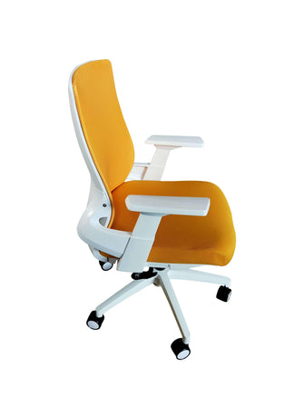 Silla de Escritorio Ejecutiva Atenas, Amarillo y Blanco, con Cómodo Espaldar y Rodachinas