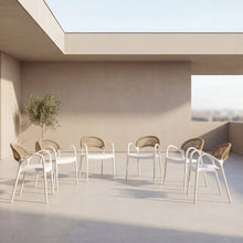 Silla Daytona, Blanco y Café Claro, Con Espaldar, Reposa Brazos y Diseño Minimalista X6