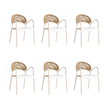 Silla Daytona, Blanco y Café Claro, Con Espaldar, Reposa Brazos y Diseño Minimalista X6