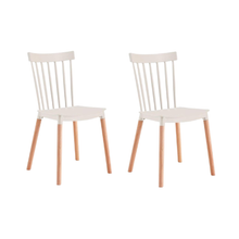 Kit de Seis Sillas Jeicob, Blanco y Café claro, cómodo asiento y patas en madera