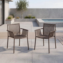 Silla Madrid con Brazos, Color Taupe, Con espaldar y diseño Moderno X2