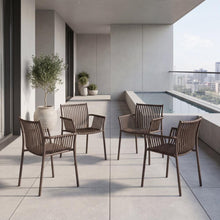 Silla Madrid con Brazos, Color Taupe, Con espaldar y diseño Moderno X4