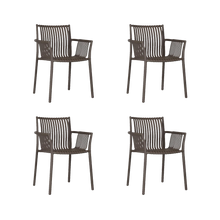 Silla Madrid con Brazos, Color Taupe, Con espaldar y diseño Moderno X4