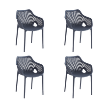 Set de 4 Sillas con Brazos Miame, Gris Oscuro, con Espaldar y Diseño Moderno