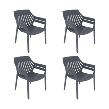 Set de 4 Sillas con Brazos Arena, Gris Oscuro, con Espaldar y Diseño Moderno
