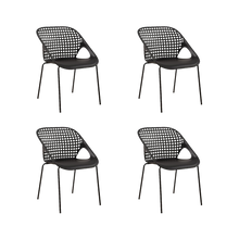 Silla Senit con Brazos, Color Negro, Con espaldar y diseño Moderno X4