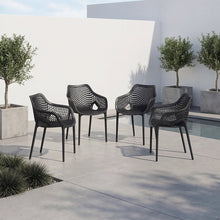 Set de 4 Sillas con Brazos Miame, Negro, con Espaldar y Diseño Moderno