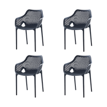 Set de 4 Sillas con Brazos Miame, Negro, con Espaldar y Diseño Moderno