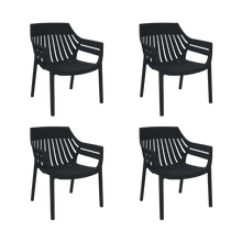 Set de 4 Sillas con Brazos Arena, Negro, con Espaldar y Diseño Moderno