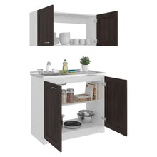 Cocina Integral Toronto, Blanco y Nogal, Incluye Mesón Izquierdo ZF