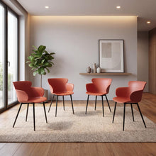 Silla Miami con Brazos, Color Rojo, Con espaldar y diseño Moderno X4