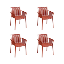 Silla Madrid con Brazos, Color Rojo, Con espaldar y diseño Moderno X4