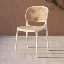 Silla Nest, Color Blanco y Beige, Con espaldar y asiento en rejilla