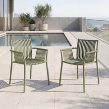 Silla Madrid con Brazos, Color Verde Olivo, Con espaldar y diseño Moderno X2
