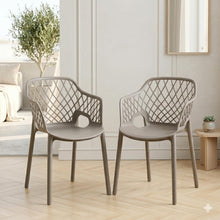Set de 2 Sillas con Brazos Casablanca, Taupe, con Espaldar en Diamantes y Estilo Moderno