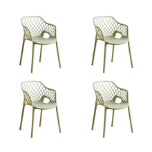 Set de 4 Sillas con Brazos Casablanca, Verde Olivo, con Espaldar en Diamantes y Estilo Moderno