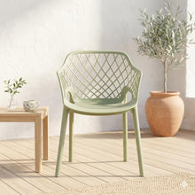 Set de 2 Sillas con Brazos Casablanca, Verde Olivo, con Espaldar en Diamantes y Estilo Moderno